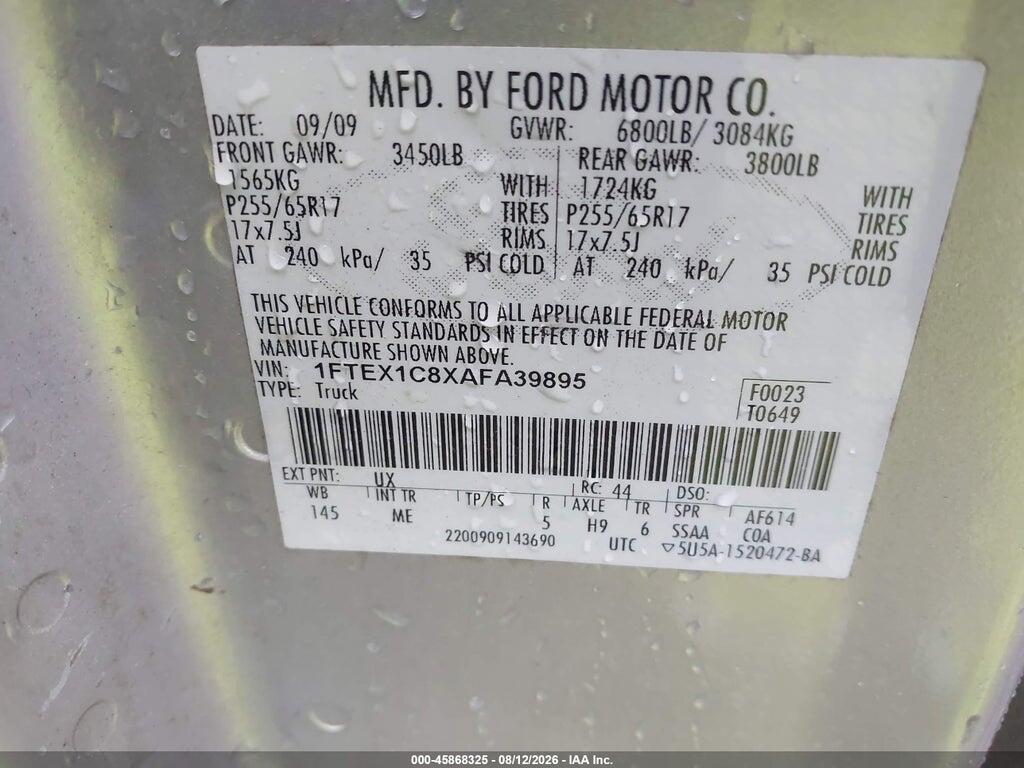 1FTEX1C8XAFA39895 2010 FORD F-150 photo no. 9