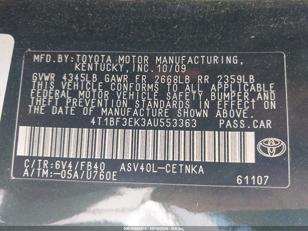 4T1BF3EK3AU553363 2010 TOYOTA CAMRY photo no. 9
