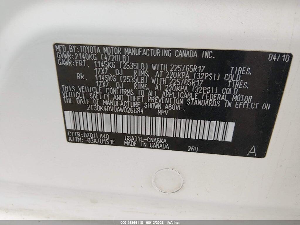 2T3DK4DV0AW026684 2010 TOYOTA RAV4 photo no. 9