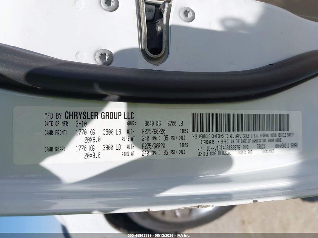 1D7RV1GT4AS182876 2010 DODGE RAM 1500 photo no. 9