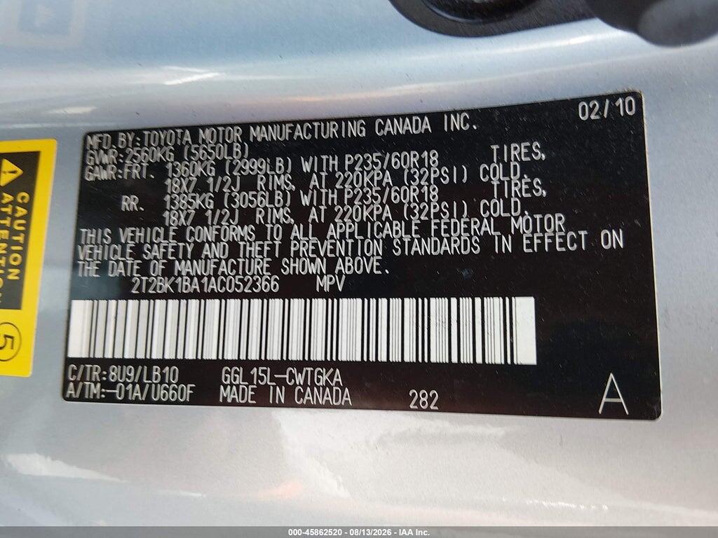 2T2BK1BA1AC052366 2010 LEXUS RX 350 photo no. 9