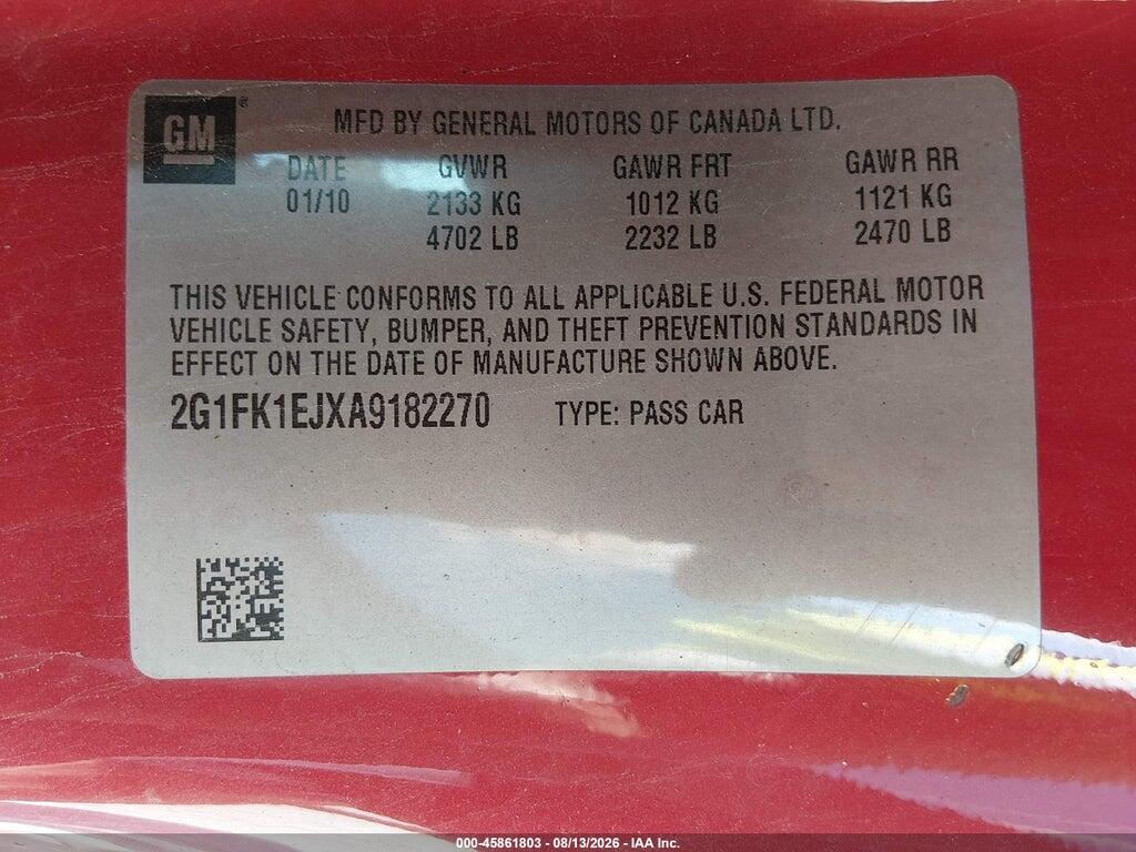 2G1FK1EJXA9182270 2010 CHEVROLET CAMARO photo no. 9