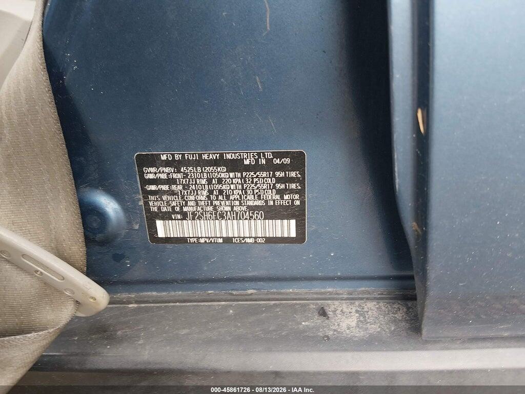 JF2SH6FC3AH704560 2010 SUBARU FORESTER photo no. 9