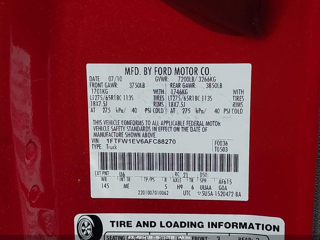 1FTFW1EV6AFC88270 2010 FORD F-150 photo no. 9