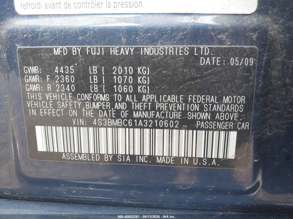 4S3BMBC61A3210602 2010 SUBARU LEGACY photo no. 9