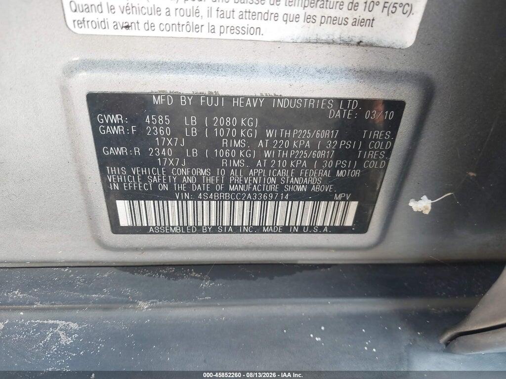 4S4BRBCC2A3369714 2010 SUBARU OUTBACK photo no. 9