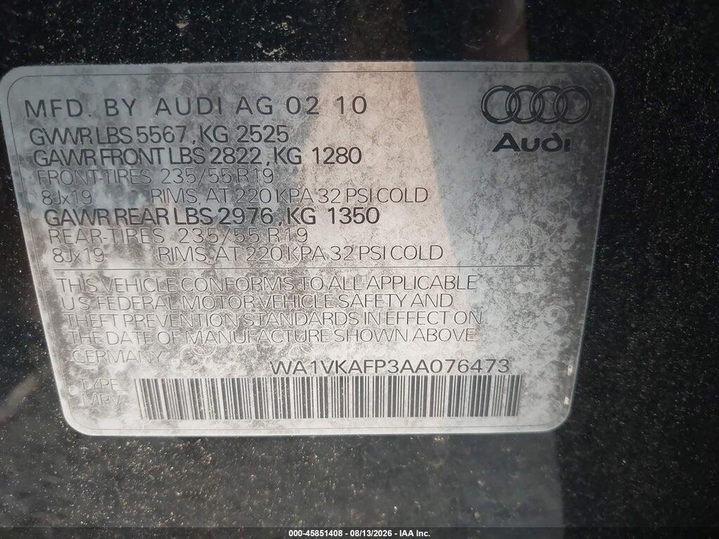 WA1VKAFP3AA076473 2010 AUDI Q5 photo no. 9