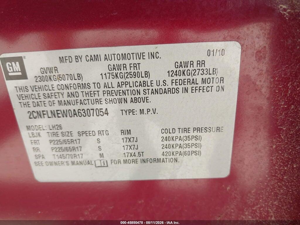 2CNFLNEW0A6307054 2010 CHEVROLET EQUINOX photo no. 9