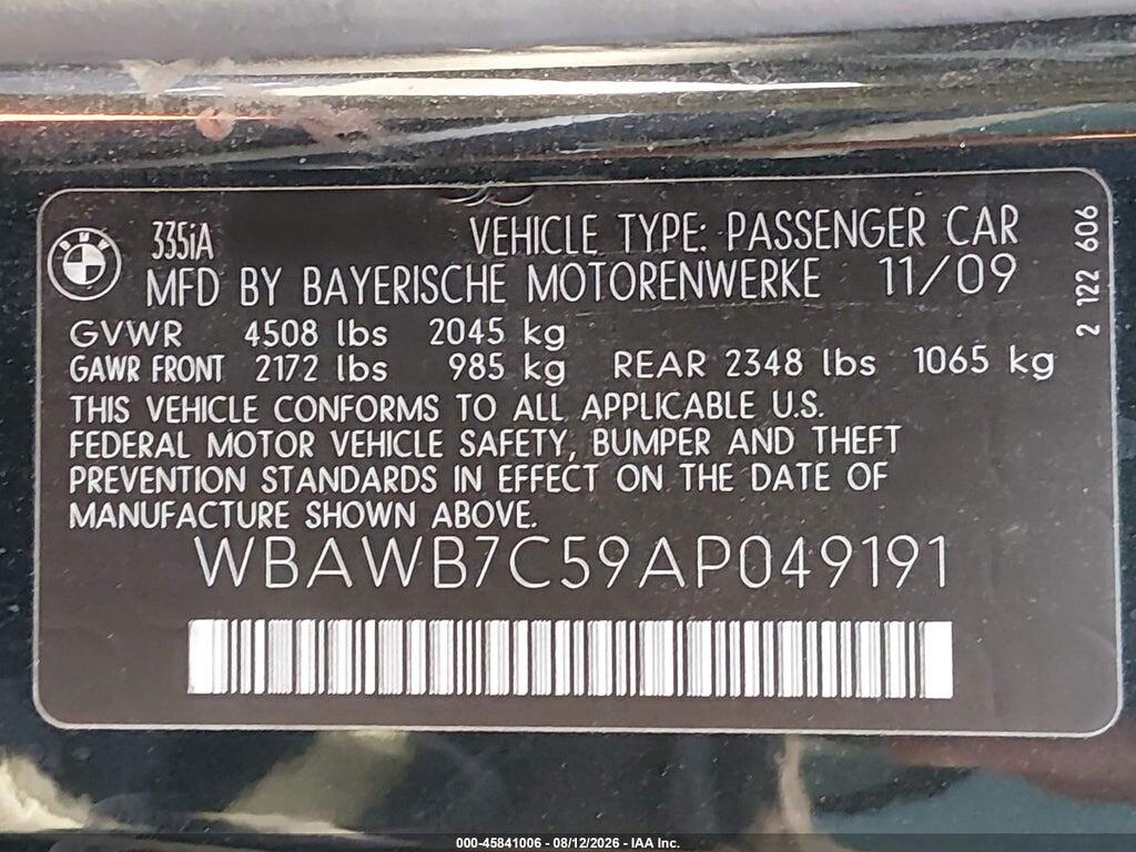 WBAWB7C59AP049191 2010 BMW 335I photo no. 9