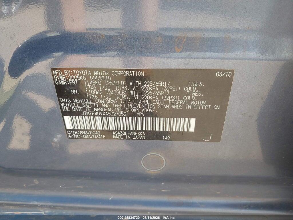 JTMZF4DVXA5027052 2010 TOYOTA RAV4 photo no. 9