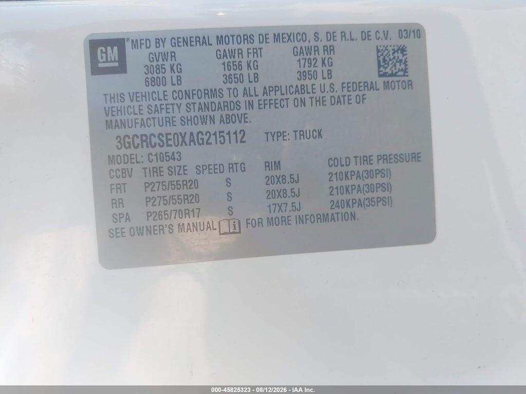 3GCRCSE0XAG215112 2010 CHEVROLET SILVERADO 1500 photo no. 9