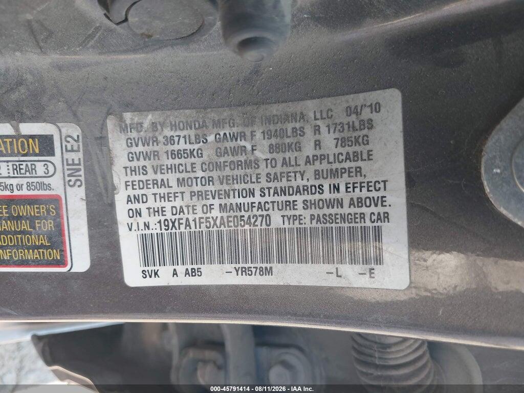 19XFA1F5XAE054270 2010 HONDA CIVIC photo no. 9