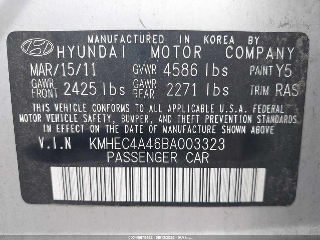 KMHEC4A46BA003323 2011 HYUNDAI SONATA HYBRID photo no. 9