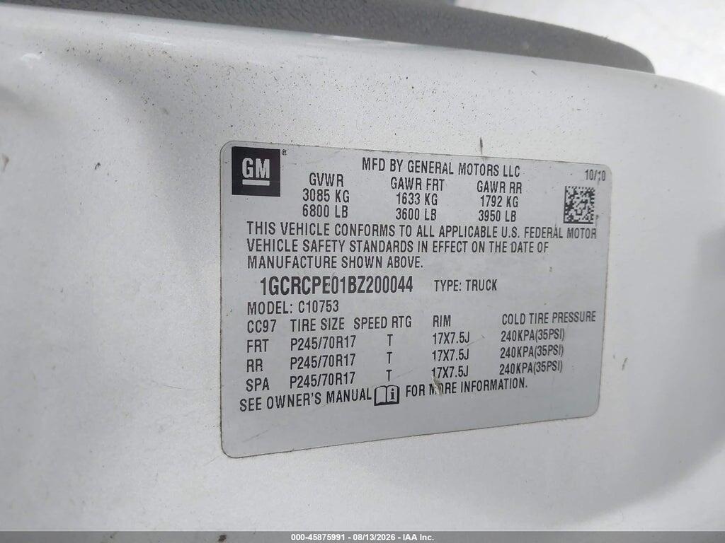 1GCRCPE01BZ200044 2011 CHEVROLET SILVERADO 1500 photo no. 9