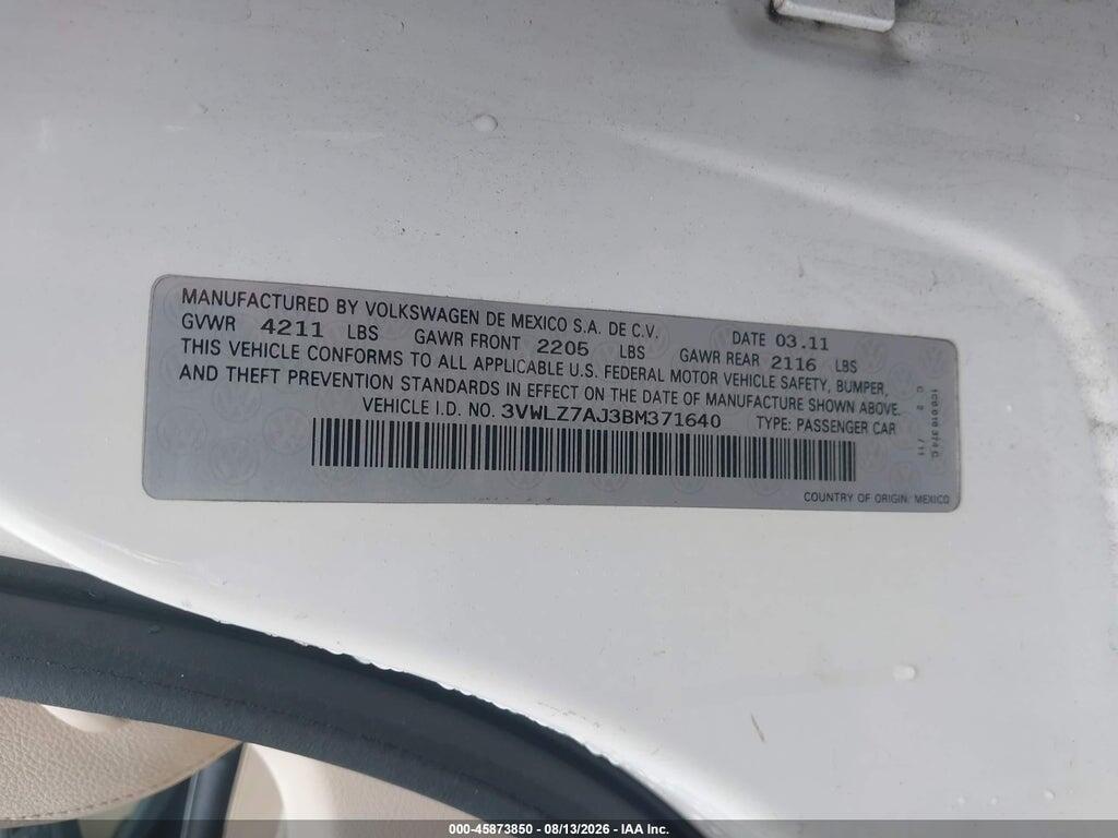 3VWLZ7AJ3BM371640 2011 VOLKSWAGEN JETTA photo no. 9