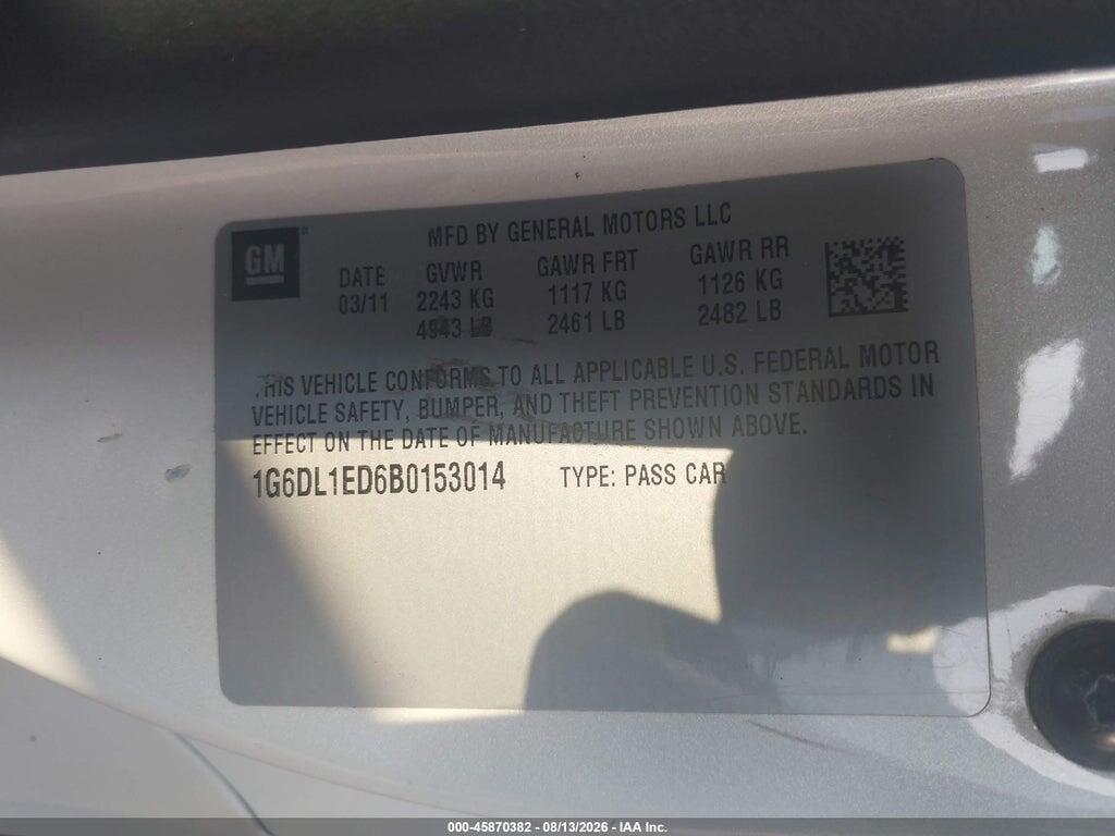 1G6DL1ED6B0153014 2011 CADILLAC CTS photo no. 9