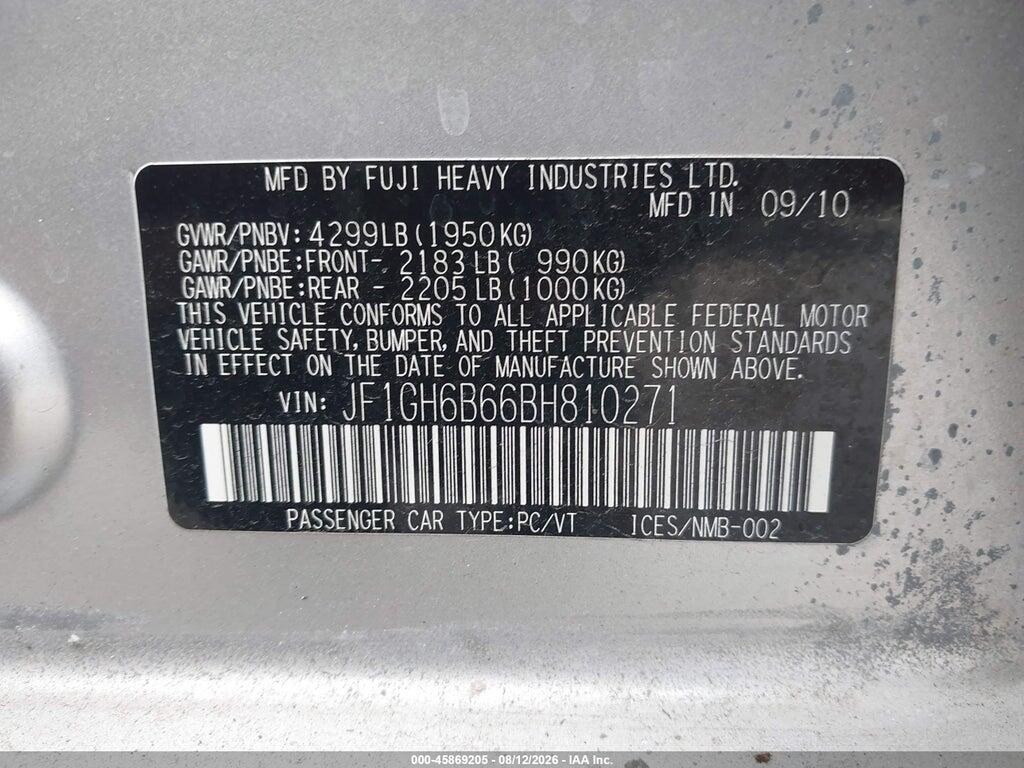 JF1GH6B66BH810271 2011 SUBARU IMPREZA photo no. 9
