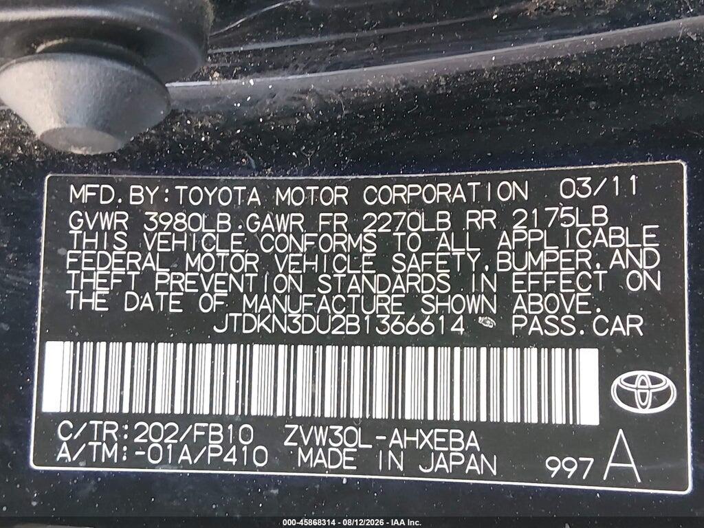 JTDKN3DU2B1366614 2011 TOYOTA PRIUS photo no. 9