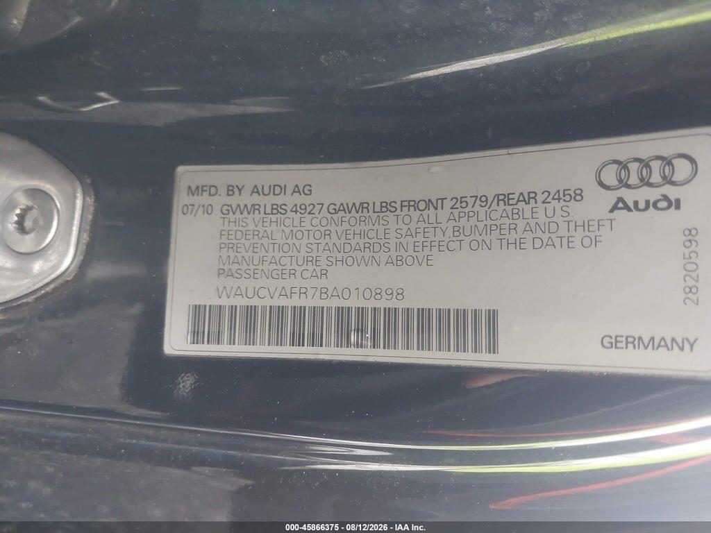 WAUCVAFR7BA010898 2011 AUDI S5 photo no. 9