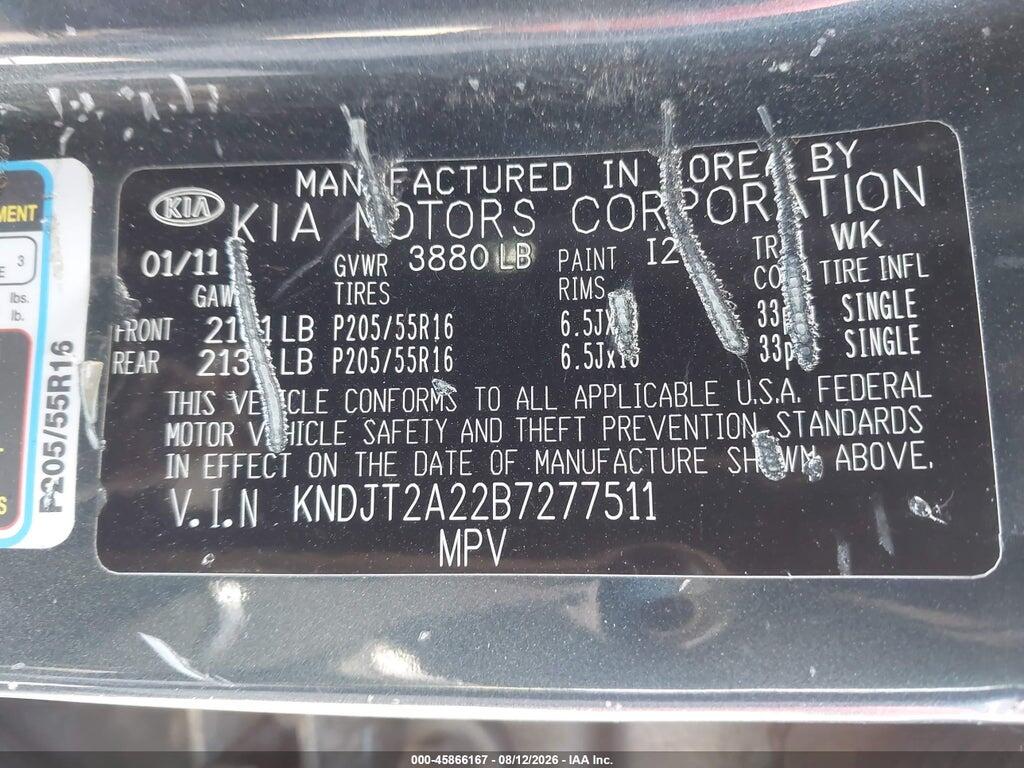 KNDJT2A22B7277511 2011 KIA SOUL photo no. 9