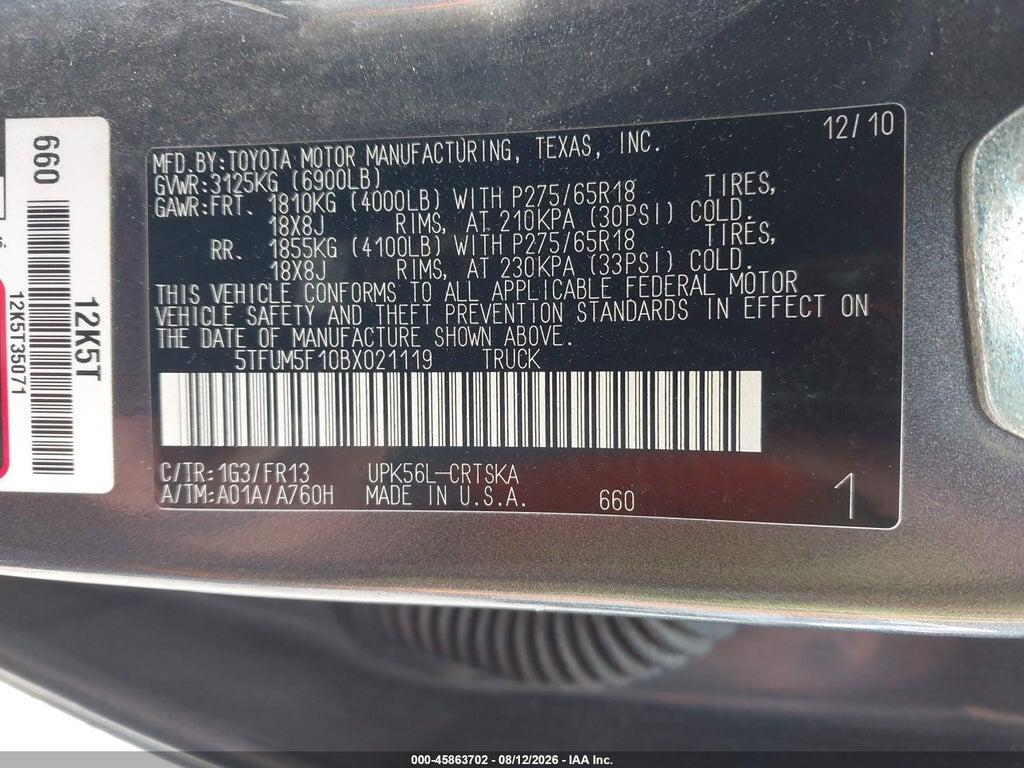 5TFUM5F10BX021119 2011 TOYOTA TUNDRA photo no. 9
