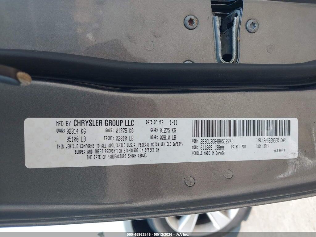 2B3CL3CG4BH512746 2011 DODGE CHARGER photo no. 9