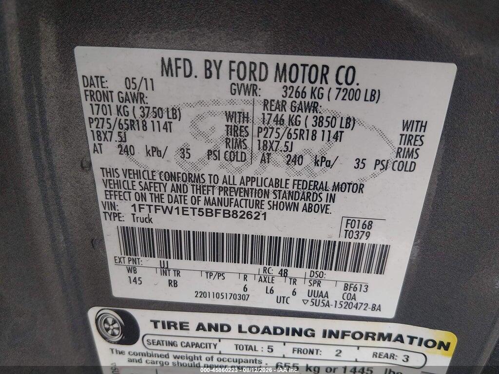 1FTFW1ET5BFB82621 2011 FORD F-150 photo no. 9