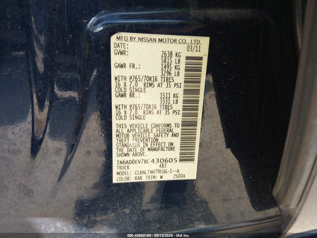 1N6AD0EV7BC430605 2011 NISSAN FRONTIER photo no. 9
