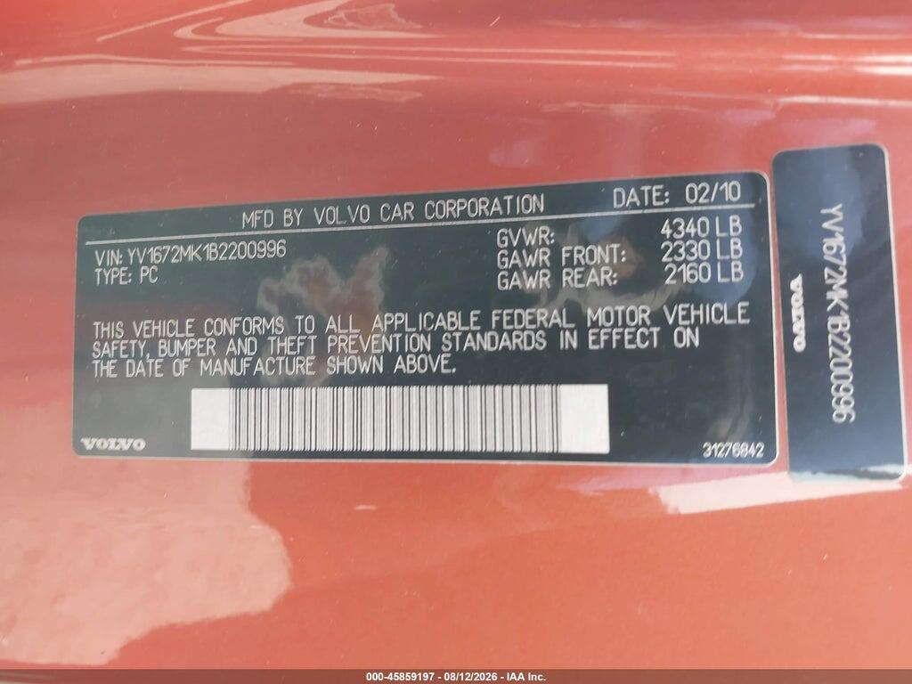 YV1672MK1B2200996 2011 VOLVO C30 photo no. 9