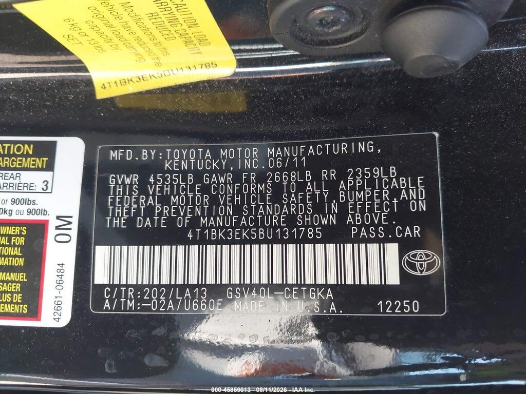 4T1BK3EK5BU131785 2011 TOYOTA CAMRY photo no. 9