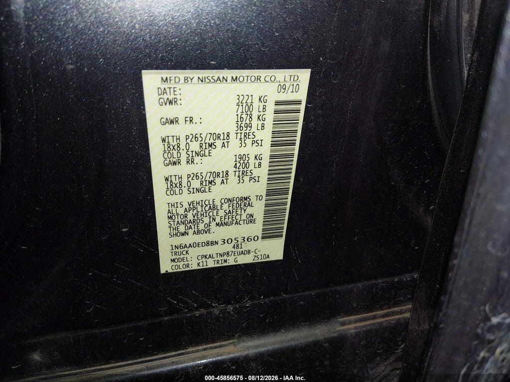 1N6AA0ED8BN305360 2011 NISSAN TITAN photo no. 9