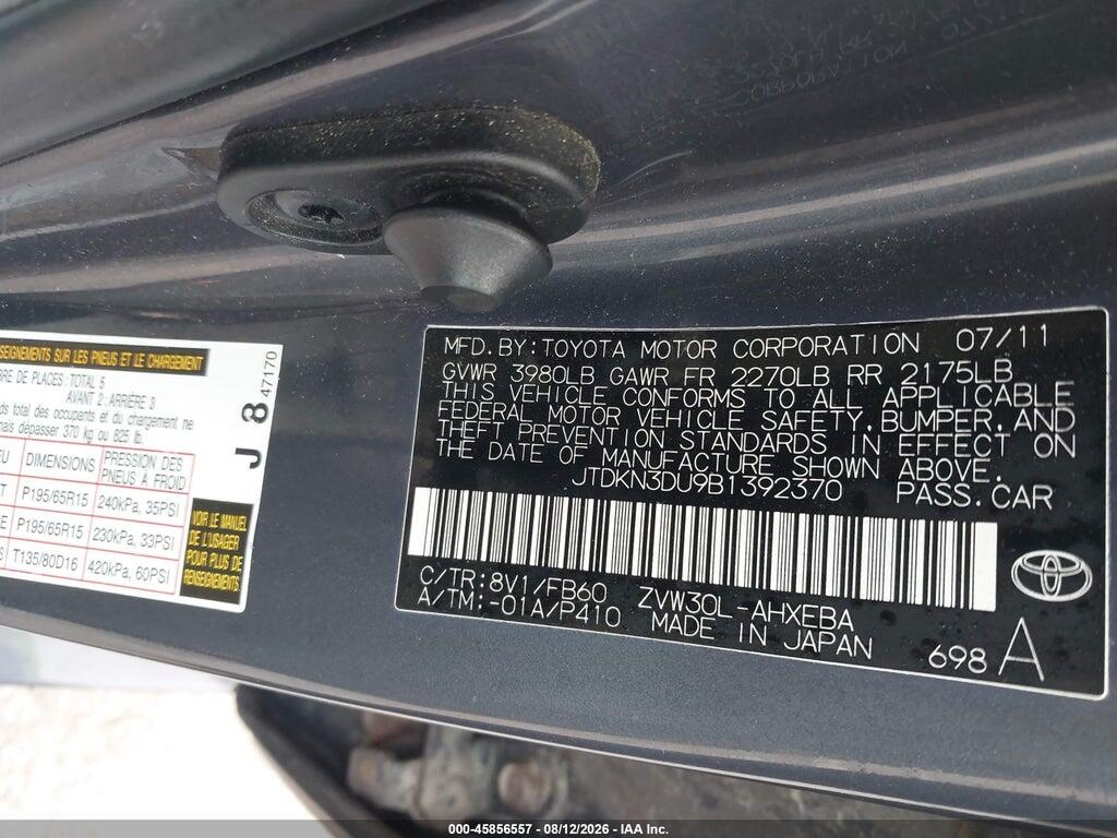 JTDKN3DU9B1392370 2011 TOYOTA PRIUS photo no. 9