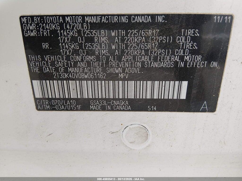2T3DK4DV0BW061162 2011 TOYOTA RAV4 photo no. 9