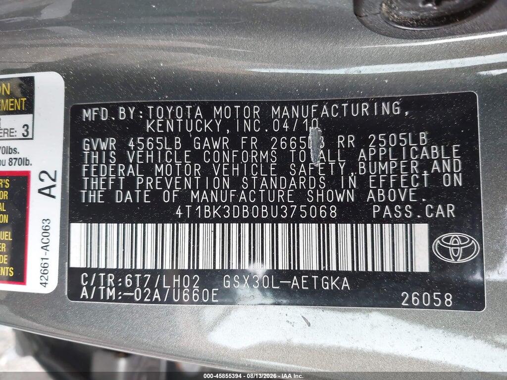 4T1BK3DB0BU375068 2011 TOYOTA AVALON photo no. 9