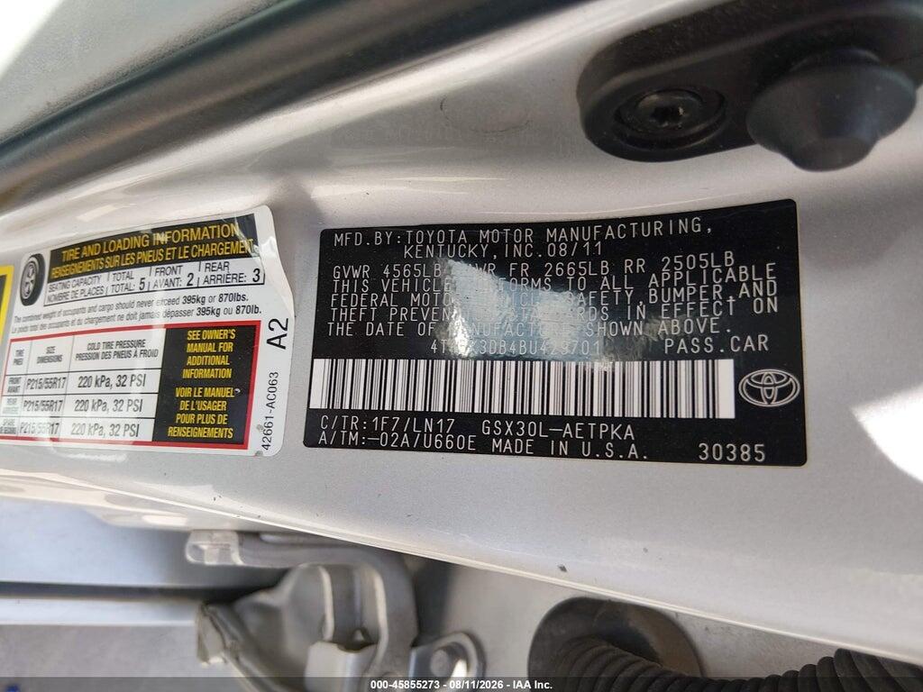 4T1BK3DB4BU429701 2011 TOYOTA AVALON photo no. 9