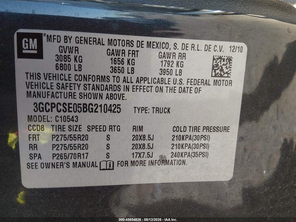 3GCPCSE05BG210425 2011 CHEVROLET SILVERADO 1500 photo no. 9