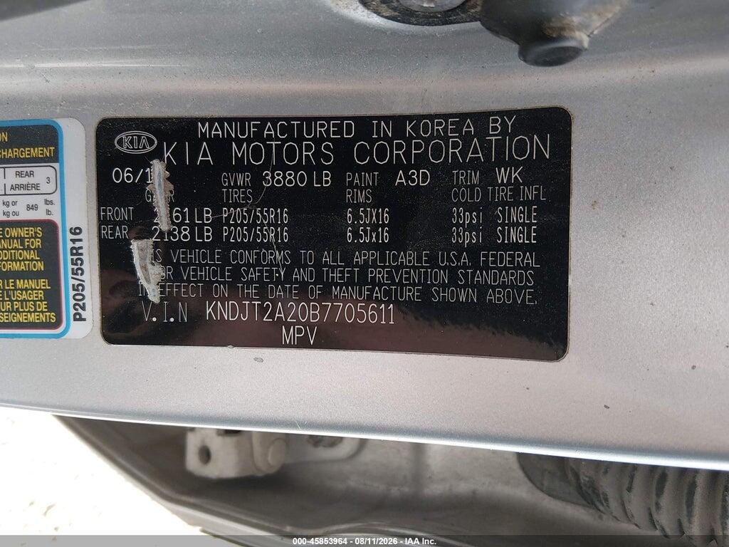 KNDJT2A20B7705611 2011 KIA SOUL photo no. 9