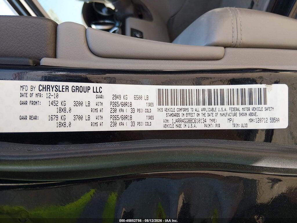 1J4RR4GG8BC610134 2011 JEEP GRAND CHEROKEE photo no. 9