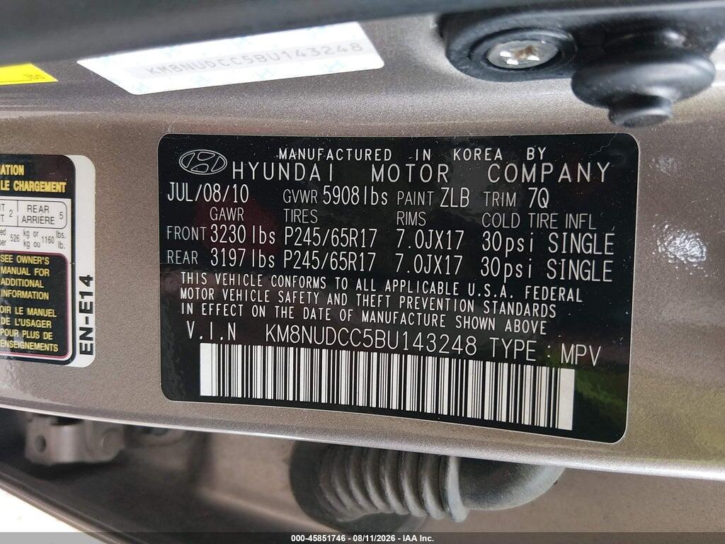 KM8NUDCC5BU143248 2011 HYUNDAI VERACRUZ photo no. 9