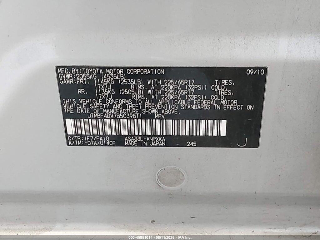 JTMBF4DV7B5039811 2011 TOYOTA RAV4 photo no. 9