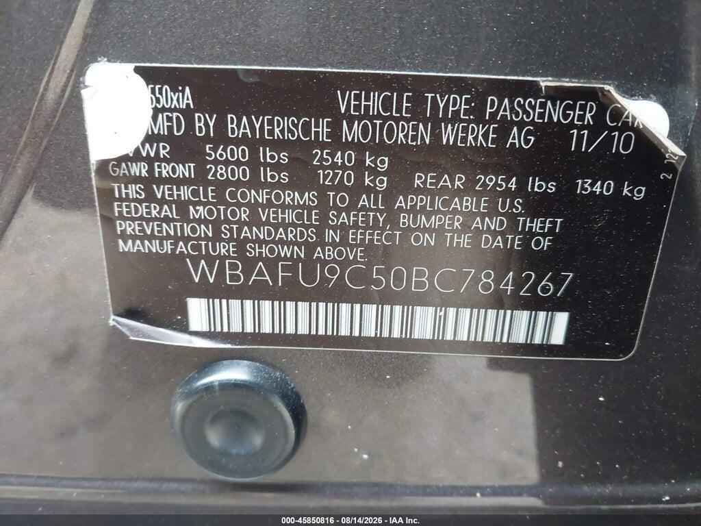WBAFU9C50BC784267 2011 BMW 550I photo no. 9