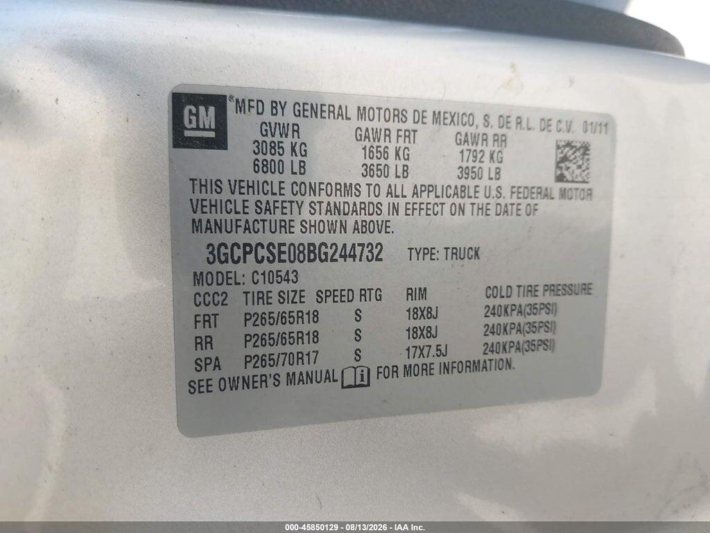 3GCPCSE08BG244732 2011 CHEVROLET SILVERADO 1500 photo no. 9