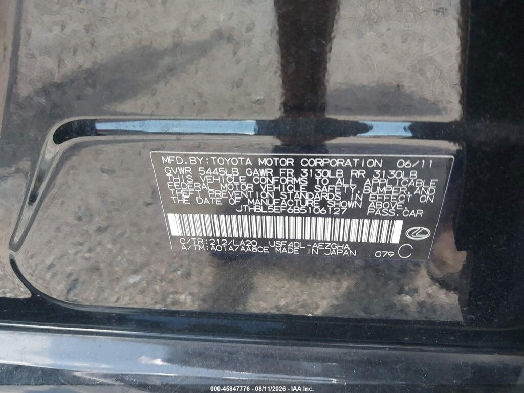 JTHBL5EF6B5106127 2011 LEXUS LS 460 photo no. 9