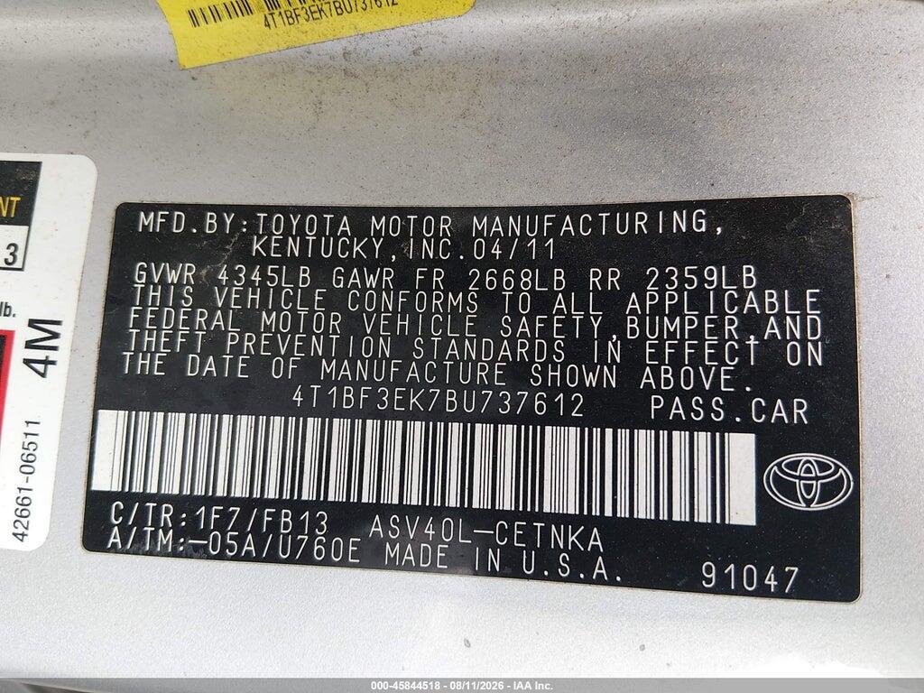 4T1BF3EK7BU737612 2011 TOYOTA CAMRY photo no. 9