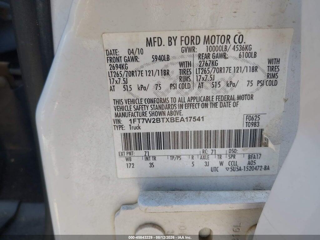 1FT7W2BTXBEA17541 2011 FORD F-250 photo no. 9