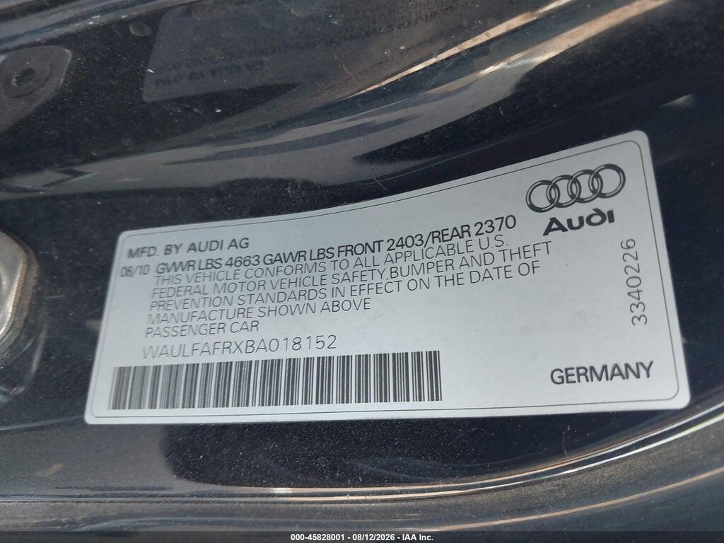 WAULFAFRXBA018152 2011 AUDI A5 photo no. 9