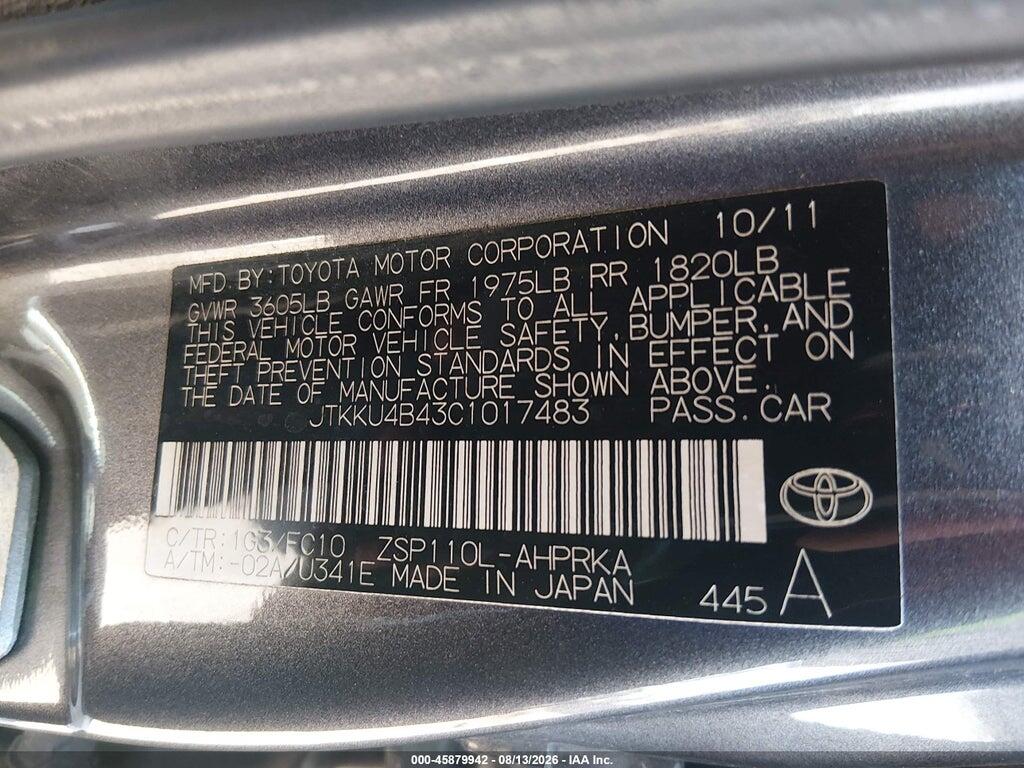 JTKKU4B43C1017483 2012 SCION XD photo no. 9