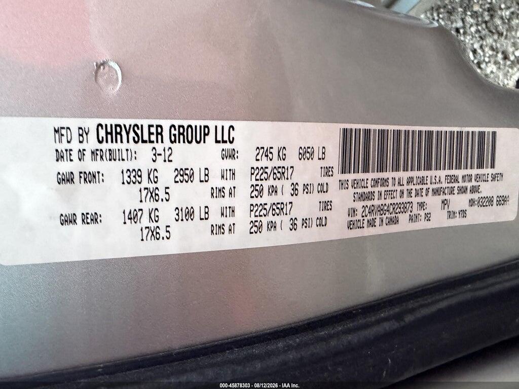 2C4RVABG4CR293873 2012 VOLKSWAGEN ROUTAN photo no. 9