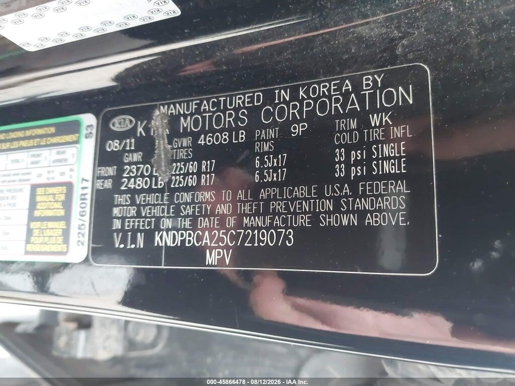 KNDPBCA25C7219073 2012 KIA SPORTAGE photo no. 9