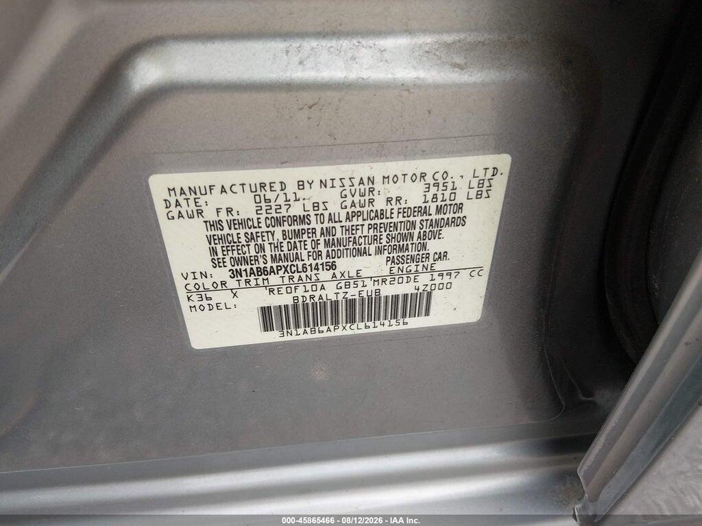 3N1AB6APXCL614156 2012 NISSAN SENTRA photo no. 9